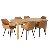 Show details for Home4you Chicago New/Naomi Dining Set 6 Chairs Oak/Brown