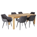 Show details for Home4you Chicago New/Naomi Dining Set 6 Chairs Oak/Dark Grey