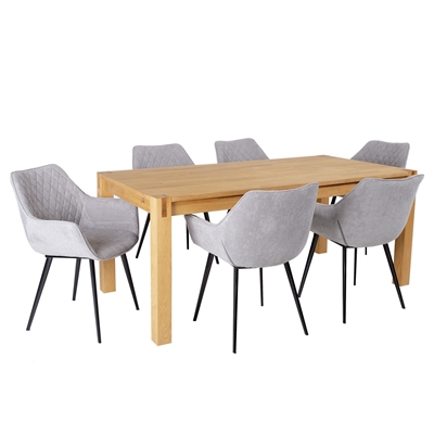 Picture of Home4you Chicago New/Naomi Dining Set 6 Chairs Oak/Grey