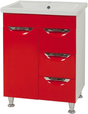 Picture of Sanservis Laura-60 Cabinet with Basin Como-60 Red 60x83x45cm