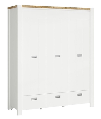 Picture of Black Red White Dreviso SZF3D3S Wardrobe White/Westminster Oak