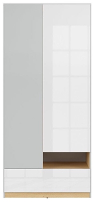 Picture of Black Red White Nandu Wardrobe 90x200.5x55cm Grey/Oak/White