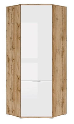 Picture of Black Red White Zele Corner Wardrobe Wotan Oak/White Gloss