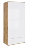 Show details for Black Red White Zele Wardrobe 90x195cm Wotan Oak/White Gloss