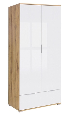 Picture of Black Red White Zele Wardrobe 90x195cm Wotan Oak/White Gloss