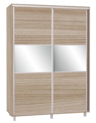 Picture of Bodzio SZP150 Sliding Wardrobe w/ Mirror 150x210cm Latte