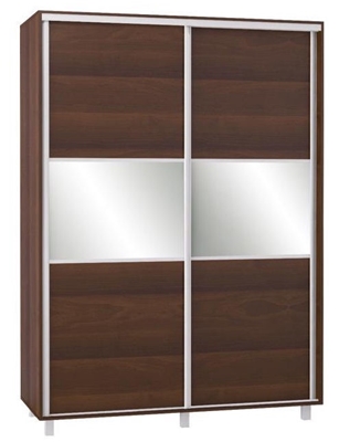 Picture of Bodzio SZP150 Sliding Wardrobe w/ Mirror 150x210cm Walnut