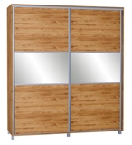 Show details for Bodzio SZP180 Sliding Wardrobe w/ Mirror 180x210cm Dark Sonoma Oak