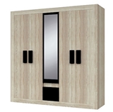 Show details for Idzczak Furniture Milan 5D Wardrobe Sonoma Oak / Black