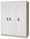 Show details for Idzczak Furniture Smyk III 19 Wardrobe 3D White / Sonoma Oak / Pink