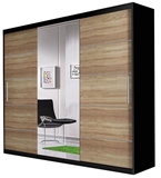 Show details for Idzczak Furniture Wardrobe Alba Black / Sonoma Oak