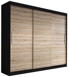 Show details for Idzczak Furniture Wardrobe Alba II Black / Sonoma Oak