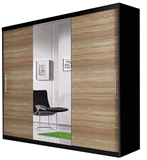 Show details for Idzczak Furniture Wardrobe Astra Black / Sonoma Oak