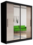 Show details for Idzczak Furniture Wardrobe Vista 01 Black / Sonoma Oak