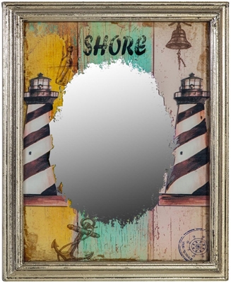 Picture of Home4you Mirror Lighthouse 47x39x2cm Antique Silver 76144
