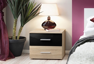 Picture of Bedside table ASM Vicky Sonoma Oak / Black Gloss