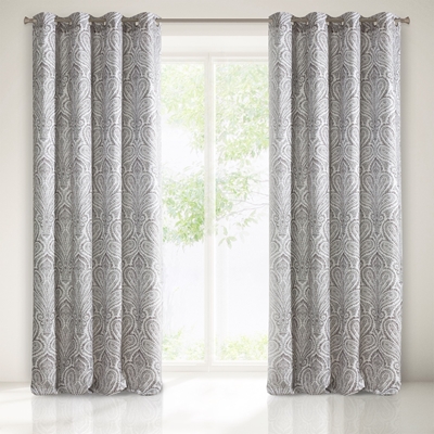 Picture of CURTAIN ALMINA GRAY / FLOWERS 140X250 D