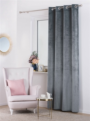 Picture of CURTAIN VELVET GREY / FLOWERS140X250 N