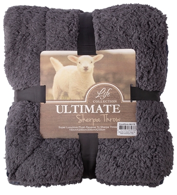 Picture of Home4you Ultimate XL Sherpa Throw Blanket 200x230cm Dark Gray