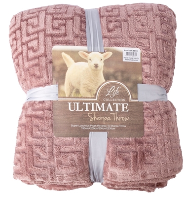 Picture of Home4you Ultimate XL Sherpa Throw Blanket 200x230cm Pink