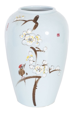 Picture of Home4you Yoko Ceramic Vase Cherry Blossoms H32cm Light Blue
