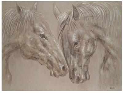 Picture of Home4you Linen Oil Painting Horses 60x120cm