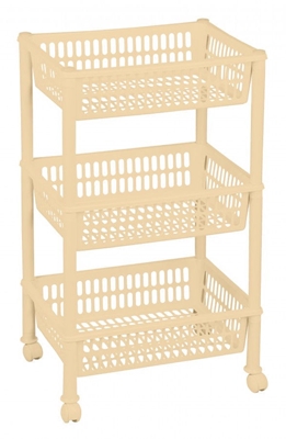 Picture of Plast Team Eco Trolley With 3 Baskets 39.4x29x16.5/68.5cm Beige