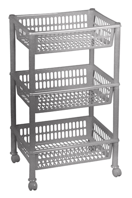 Picture of Plast Team Eco Trolley With 3 Baskets 39.4x29x16.5/68.5cm Grey