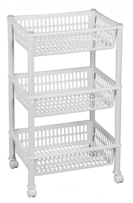 Picture of Plast Team Eco Trolley With 3 Baskets 39.4x29x16.5/68.5cm White