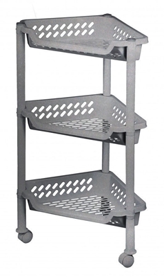 Picture of Plast Team Triangular Trolley With 3 Baskets 38.5x26x15/68cm Grey