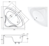 Picture of Bathtub Besco Mia 120, 1200 mm x 1200 mm x 400 mm, corner