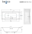 Picture of Bathtub Besco Quadro Slim 155, 1550 mm x 700 mm x 420 mm, rectangular