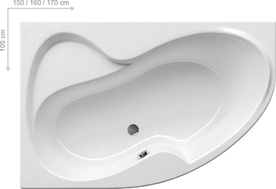 Picture of Bathtub Ravak Rosa II C221000000, 1700 mm x 1050 mm x 455 mm, corner