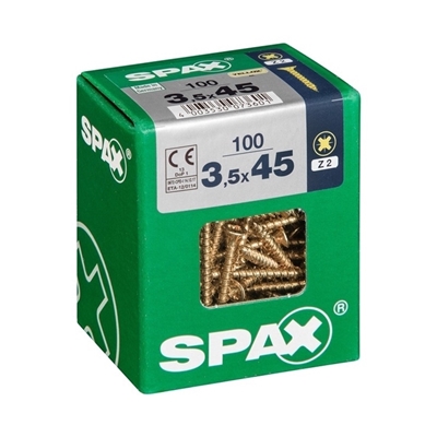 Picture of SCREW WOOD 3,5X45 YELLOW ZN 100 PSC (SPAX)