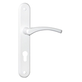 Show details for DOOR  HANDLE  WITH CYLINDER PLATE 72MM WHITE (BARCZ)