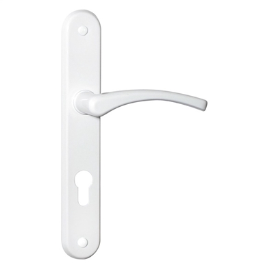 Picture of DOOR  HANDLE  WITH CYLINDER PLATE 72MM WHITE (BARCZ)