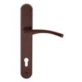 Show details for DOOR HANDLE  WITH CYLINDER PLATE 72MM BROWN (BARCZ)